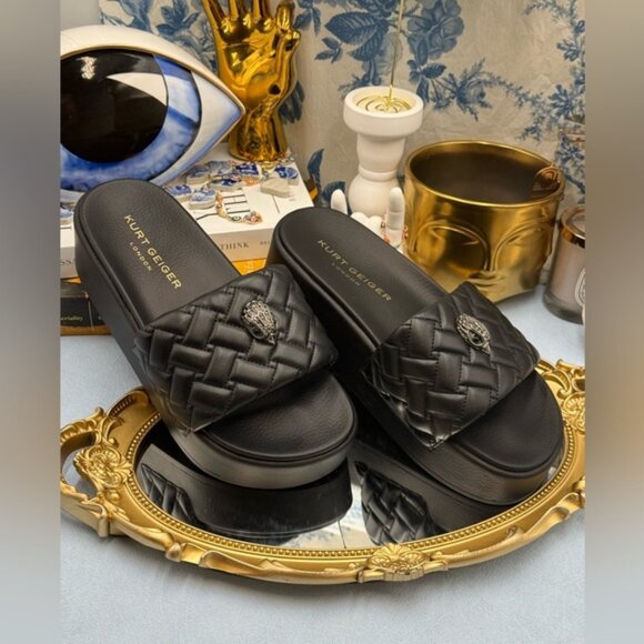 🆕 KURT GEIGER LONDON 🧿 NWOB Meena Eagle Platform Slides Sz EU 37 US 7 - Picture 6 of 16